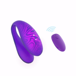 Фиолетовый вибромассажер 8см для пар с пультом ДУ и управлением через приложение Amovibe Twin+ Purple