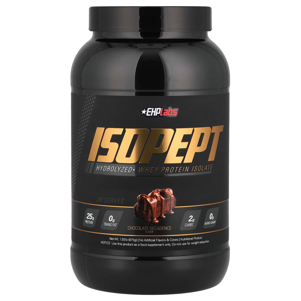EHPlabs, IsoPept, гидролизованный изолят сывороточного протеина, шоколадный вкус, 875 г (1,92 фунта)
