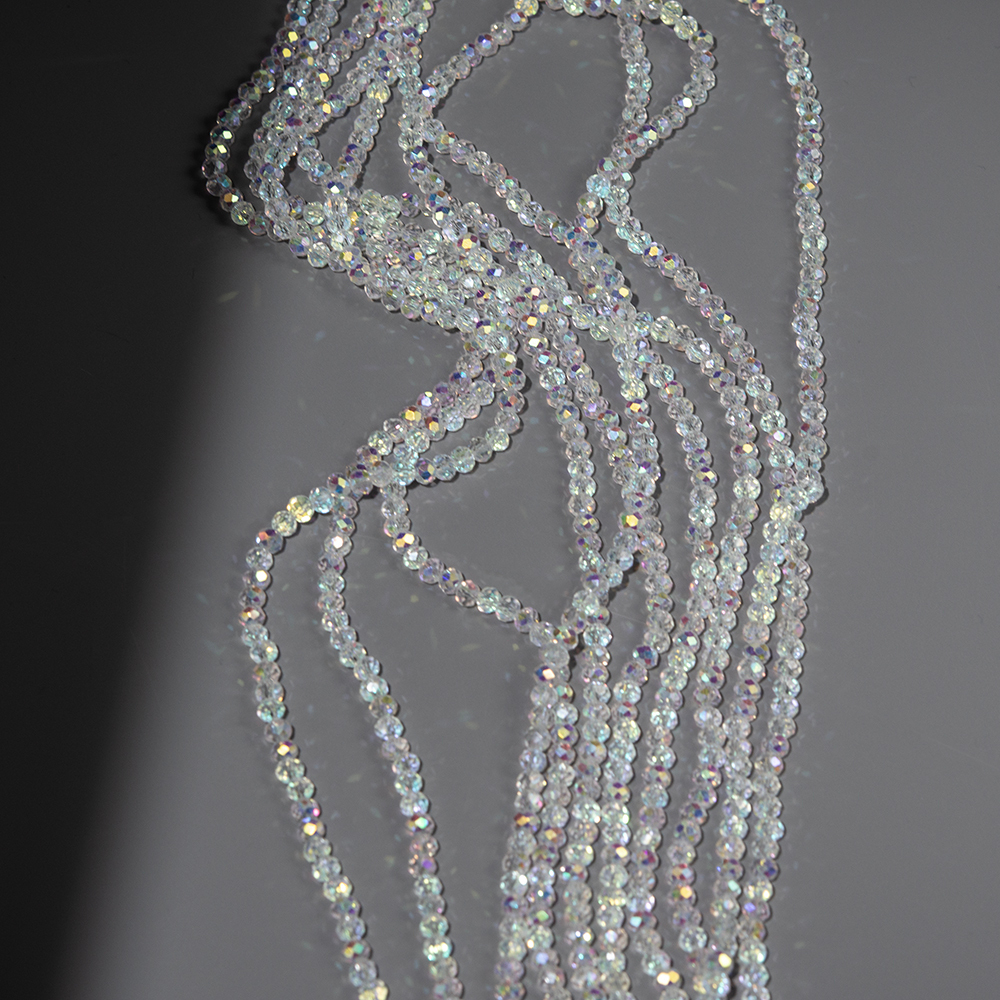 Хрустальные бусины "Марказит" с эффектом иризации, оттенок "Снежный", 4,3*3,5мм, рондель