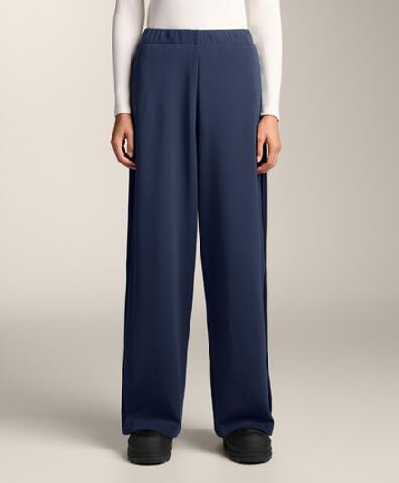 OYSHO Брюки-кокон с боковой складкой и начесом из модала, синий