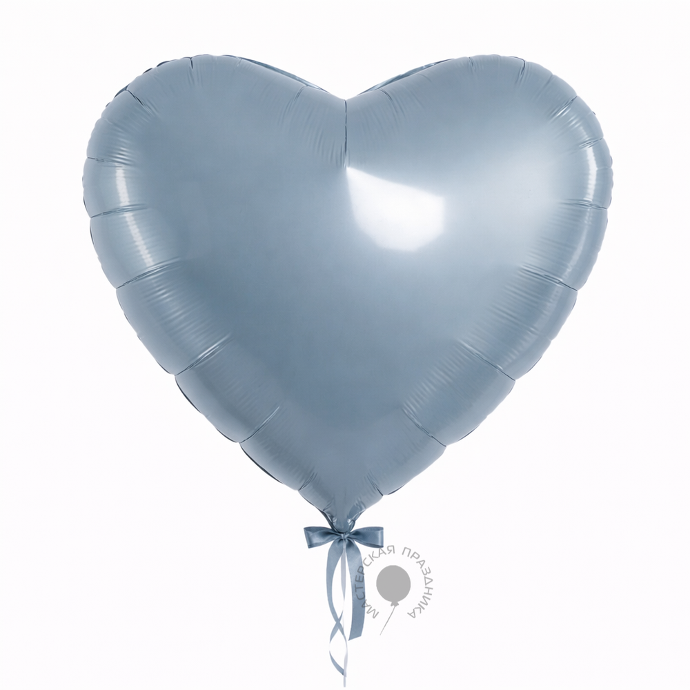 Ag Шар 36'' / 91 см сердце голубой утренний туман, бохо (БГ-150)  Изображение3