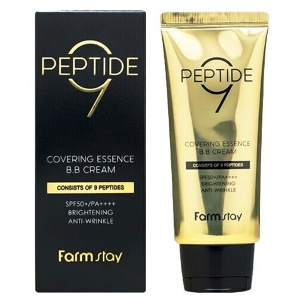 FarmStay Крем BB омолаживающий с комплексом из 9 пептидов - Peptide9 covering essence BB cream, 50мл