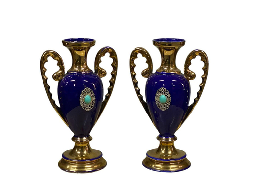 Пара амфор. Фарфор, бирюза, золото. Европа. ХХ в.