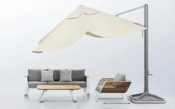 Зонт профессиональный Levia 3х3 м, тик, тортора. База и светильник в комплекте