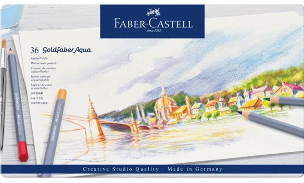 Карандаши акварельные художественные Faber-Castell "Goldfaber Aqua", 36цв., картонная упаковка