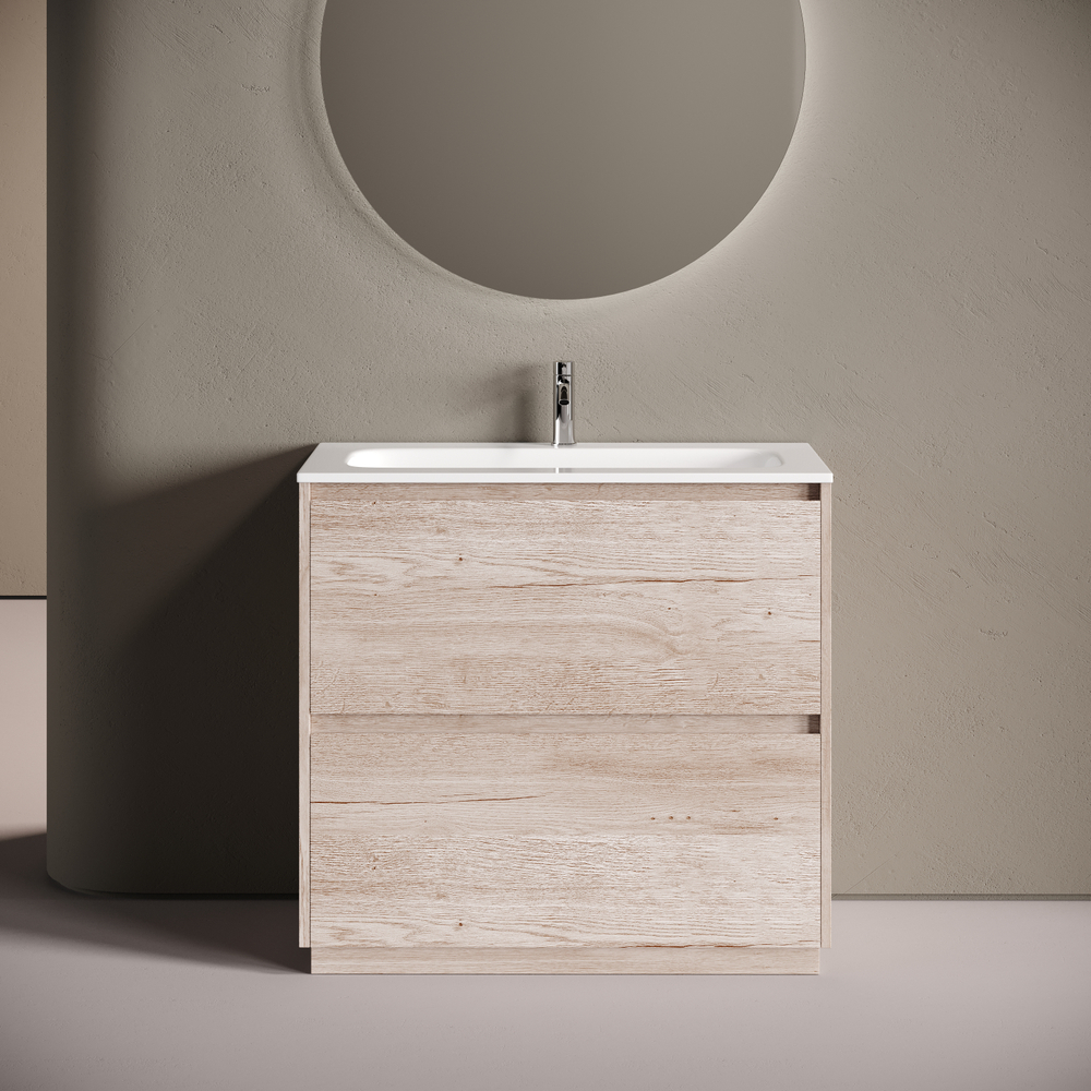 Тумба напольная Sancos Libra Floor с двумя ящиками 890х450х840, дуб галифакс натуральный, LB90FEG