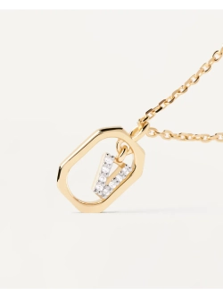 Колье Мини-Буква V серебро 925 пробы покрытое золотом