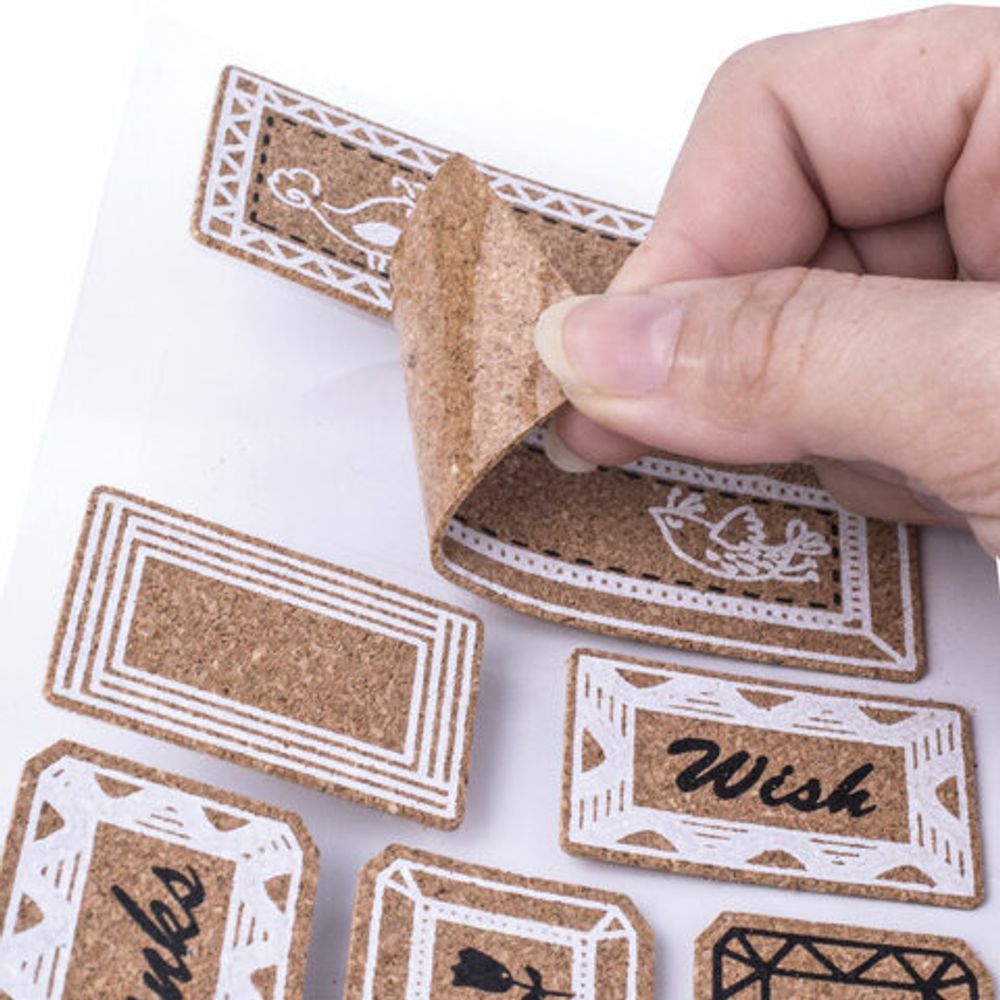 Наклейки пробковые для скрапбукинга и декора ТАБЛИЧКИ, 7 штук с рисунком Вид 1, ОСТРОВ СОКРОВИЩ, 662280
