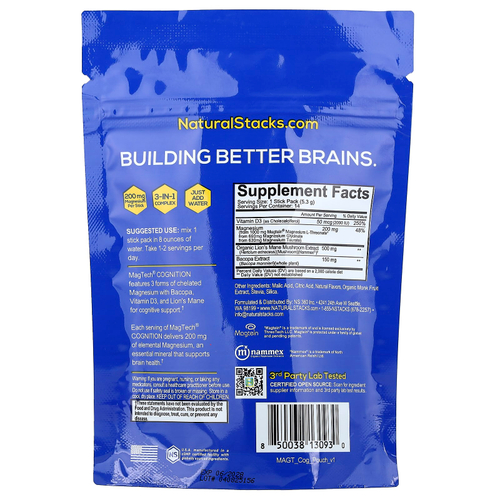 Natural Stacks, Magtech® Cognition, малиновый лимонад, 14 стиков по 5,3 г (0,18 унции)