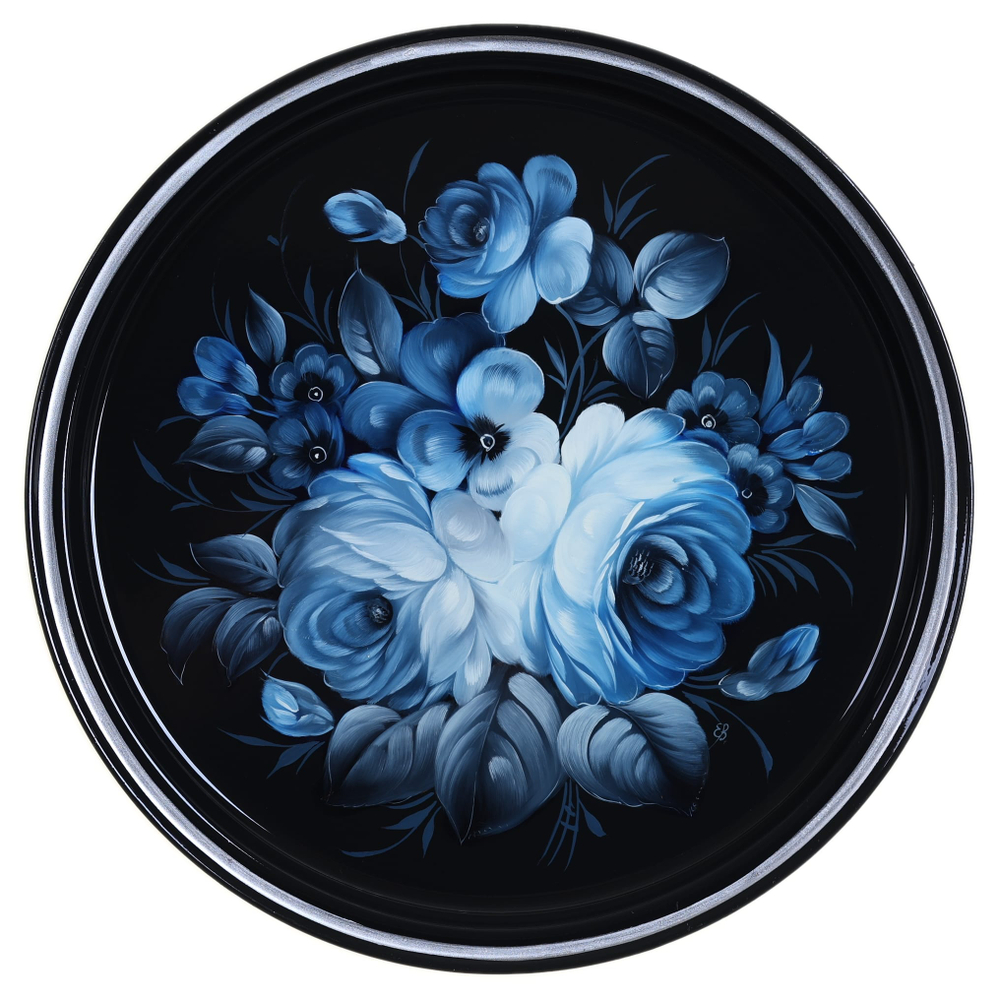 Жостовский поднос декоративный, размер 30 см (A9), металлический