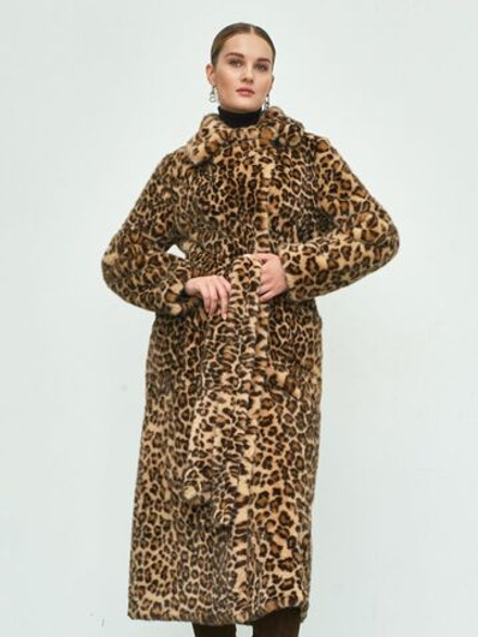 Эко шуба чебурашка, леопард коричневый, SilverFox
