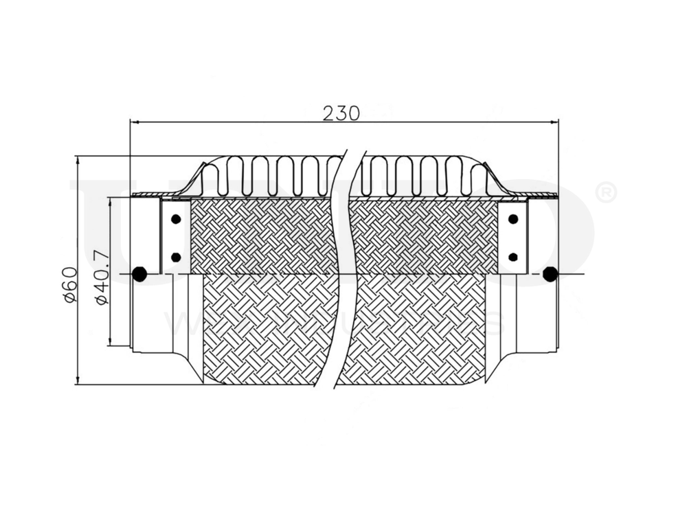 Гофра глушителя 40x230 мм InnerBraid UNIO EXP-40230