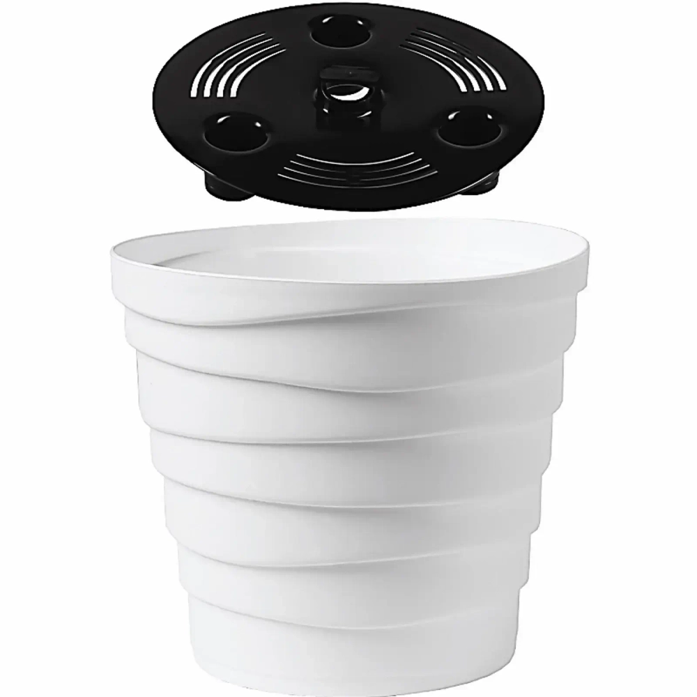 Кашпо для цветов пластиковое 0,9л d-13,2см «Бархан» Белый