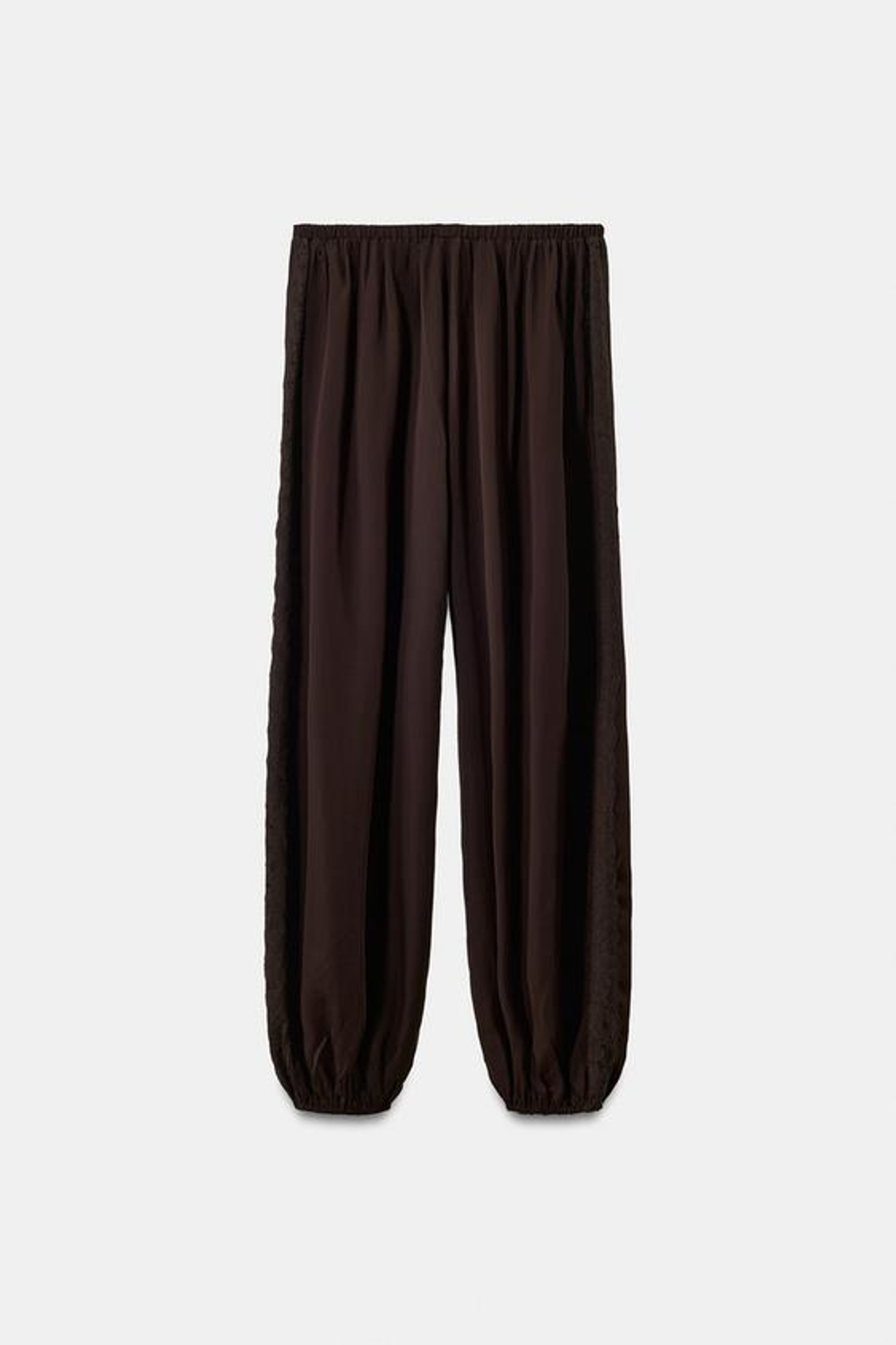 ZARA БРЮКИ-БОМБАШКИ ИЗ 100% ЛИОЦЕЛЛА, КОРИЧНЕВЫЙ