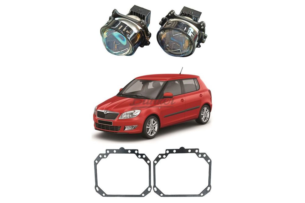 Комплект для замены штатных линз Hella 2 Skoda Fabia II 2007-2014