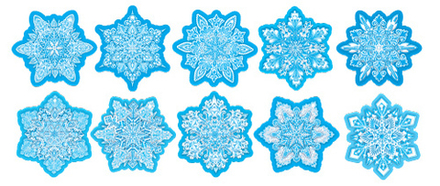 Комплект украшений на скотче "Новогодние снежинки" 10 видов