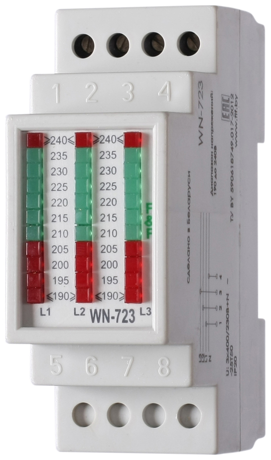 Указатель напряжения (вольтметр) WN-723 3х-фазн., LED шкала 190-240В DIN F&F