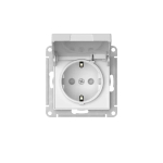 ATLASDESIGN РОЗЕТКА с заземлением со шторками с крышкой,16А,IP20, мех.,быстрозажим. клем., БЕЛЫЙ