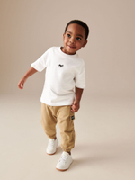 Футболка и джоггеры в комплекте для мальчика Next 854-123, Белый, Песочный