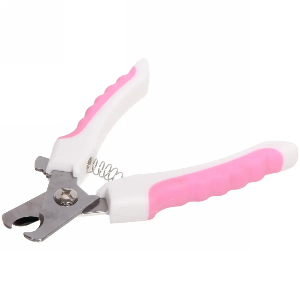 Когтерез для животных «ЗООУЛЬТРА», пружинный механизм, ручки прорезиненные - волна, цвет белый / розовый, 16см