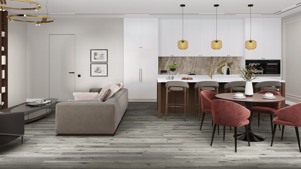 LVT-плитка Damy Floor T7020-5D-LVT Дуб Состаренный Серый