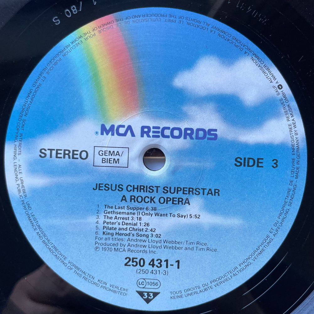 Винтажная виниловая пластинка LP Andrew Lloyd Webber, Jesus Christ Superstar Иисус Христос Супер Звезда (Германия 1984)