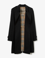 Тренч Burberry Kensington средней длины черный хлопковый — оригинал из Великобритании