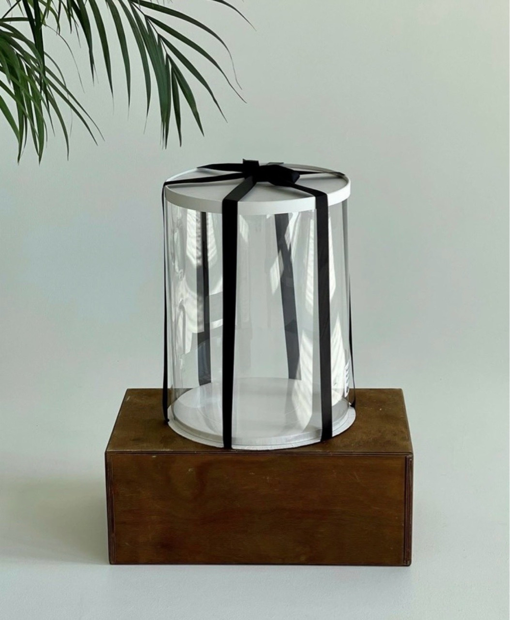 Коробка для торта ПЭТ цилиндр d22 h25 белая