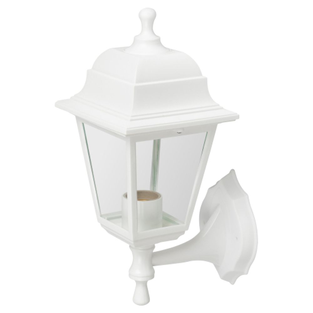 Садово-парковый светильник ЭРА НБУ 04-60-001 белый 4 гранный настенный IP44 Е27 max60Вт | Садово-парковые светильники