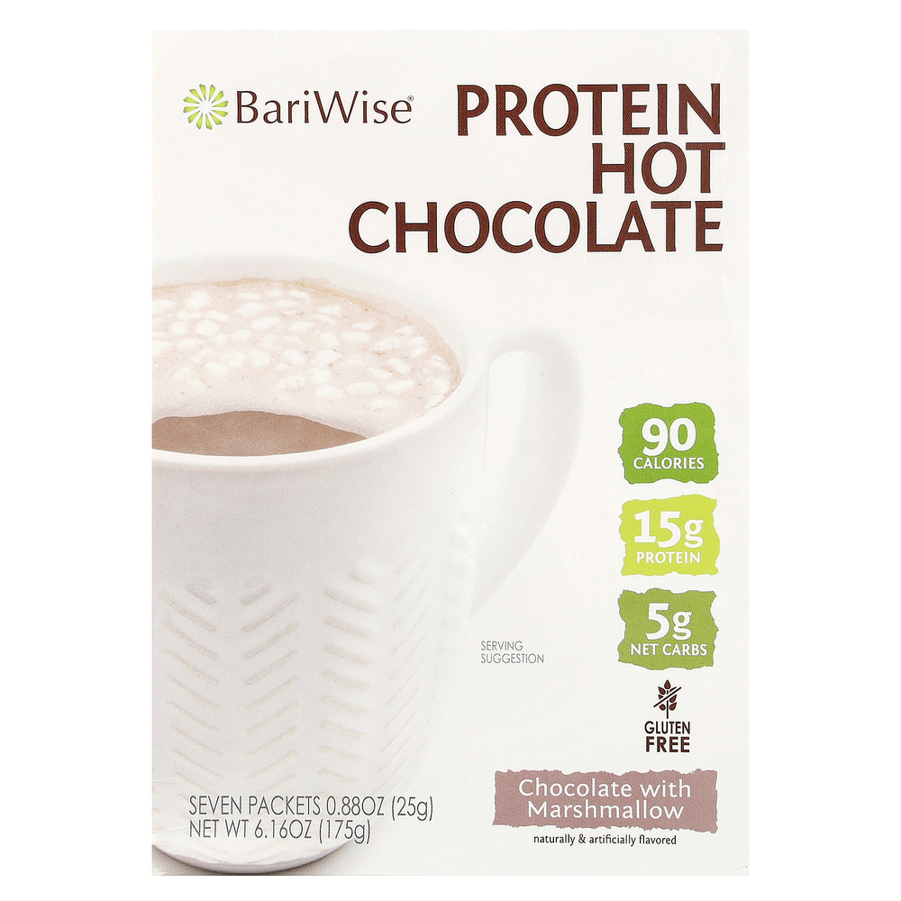 BariWise, протеиновый горячий шоколад, шоколад с зефиром, 7 пакетиков по 25 г (0,88 унции)