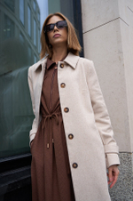 0092 Пальто женское (светло-бежевый)