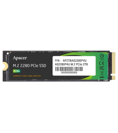 Apacer SSD AS2280P4U 2TB M.2 2280 PCIe Gen3x4, R3500/W3000 Mb/s, 3D NAND, MTBF 1.8M, NVMe, 1300TBW, Retail, 5 years (AP2TBAS2280P4U-1)