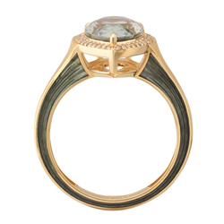 Кольцо с Аметистом и Бриллиантами, Эмаль, R0143-21/2