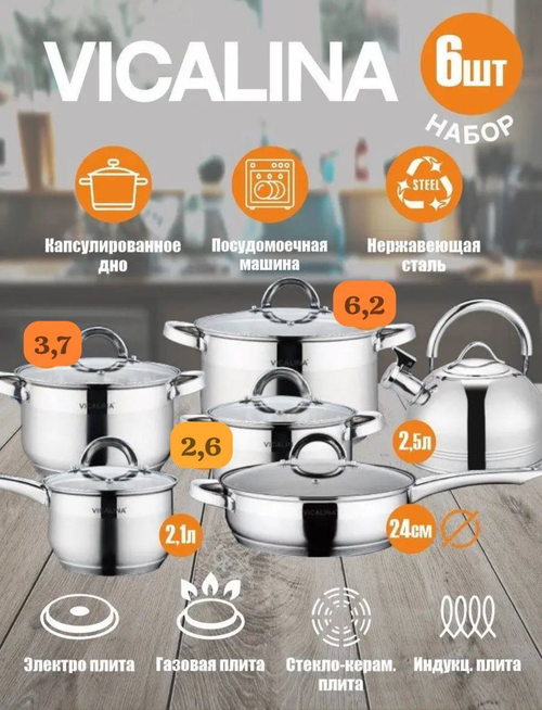 Набор кастрюль с чайником