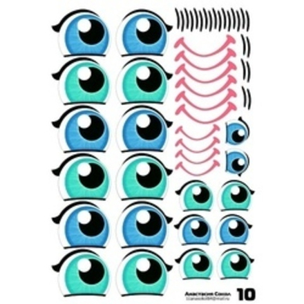 Наклейки "Глаза. Рты №10", 10 компл. на листе