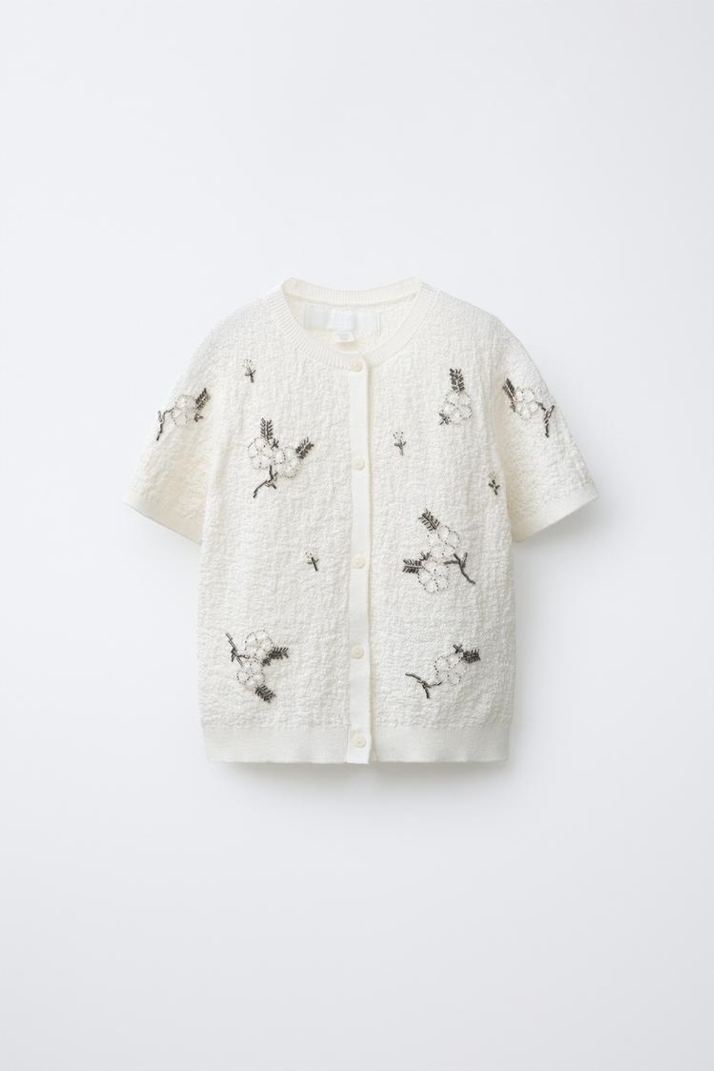 ZARA КАРДИГАН С ВЫШИВКОЙ, БЕЖЕВЫЙ