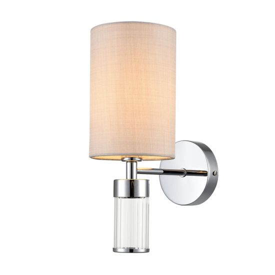 6585/1W MODERNI LN25 56 хром/бежевый, металл/текстиль, стекло Бра E14 1*40W 220V ARNIKA