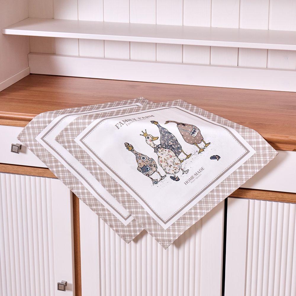 НАБОР САЛФЕТОК ИЗ 2-Х ШТ "FAMILY FARM" 40Х40СМ, ТВИЛ, КЛЕТКА