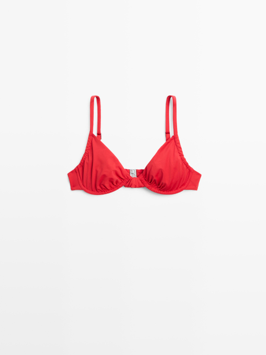 Massimo Dutti Топ бикини со сборкой на косточках, ярко-красный