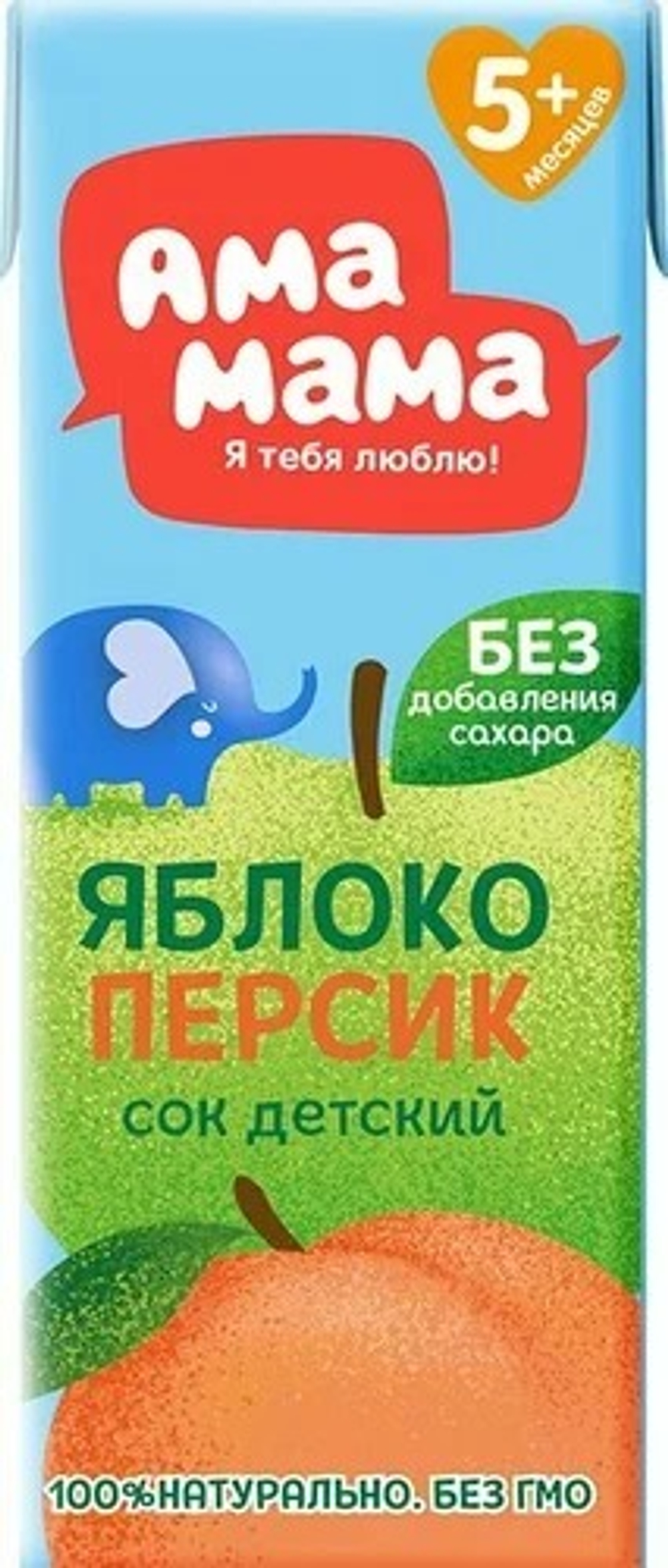 Сок яблочно-персиковый без сахара , 200мл "Ама Мама"