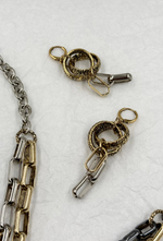Серьги из круглых и звеньев скрепок, оттенок золото и серебро, замок левербек