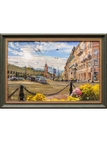 Картина маслом "Невский проспект летним вечером" Опритова
