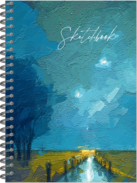 Блокнот для зарисовок SKETCHBOOK А5 с жесткой ламинированной обложкой 60л. НОЧНОЙ ПЕЙЗАЖ
