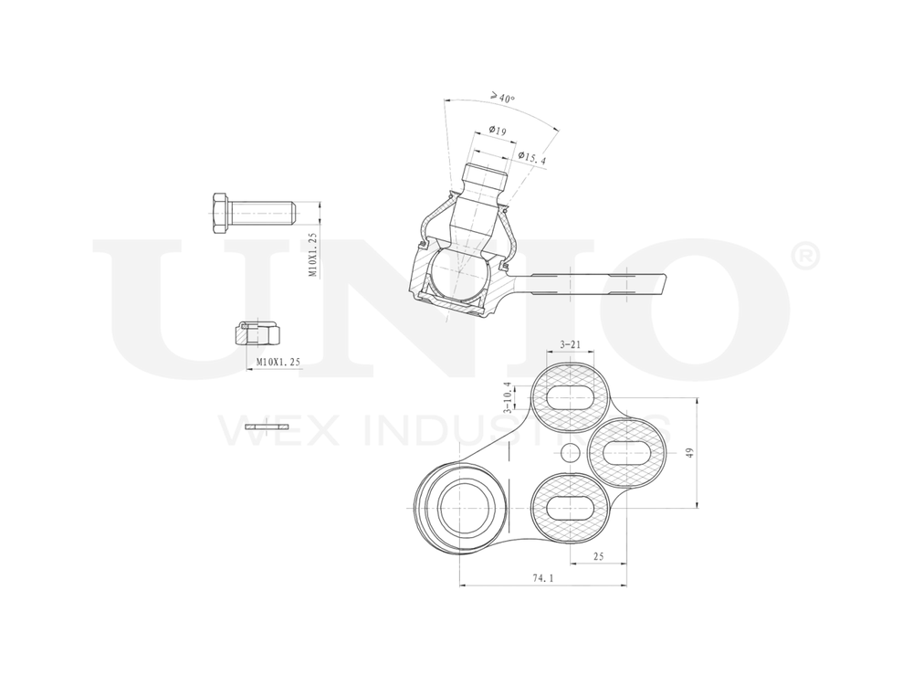 Опора шаровая передняя нижняя левая UNIO SSP-20044