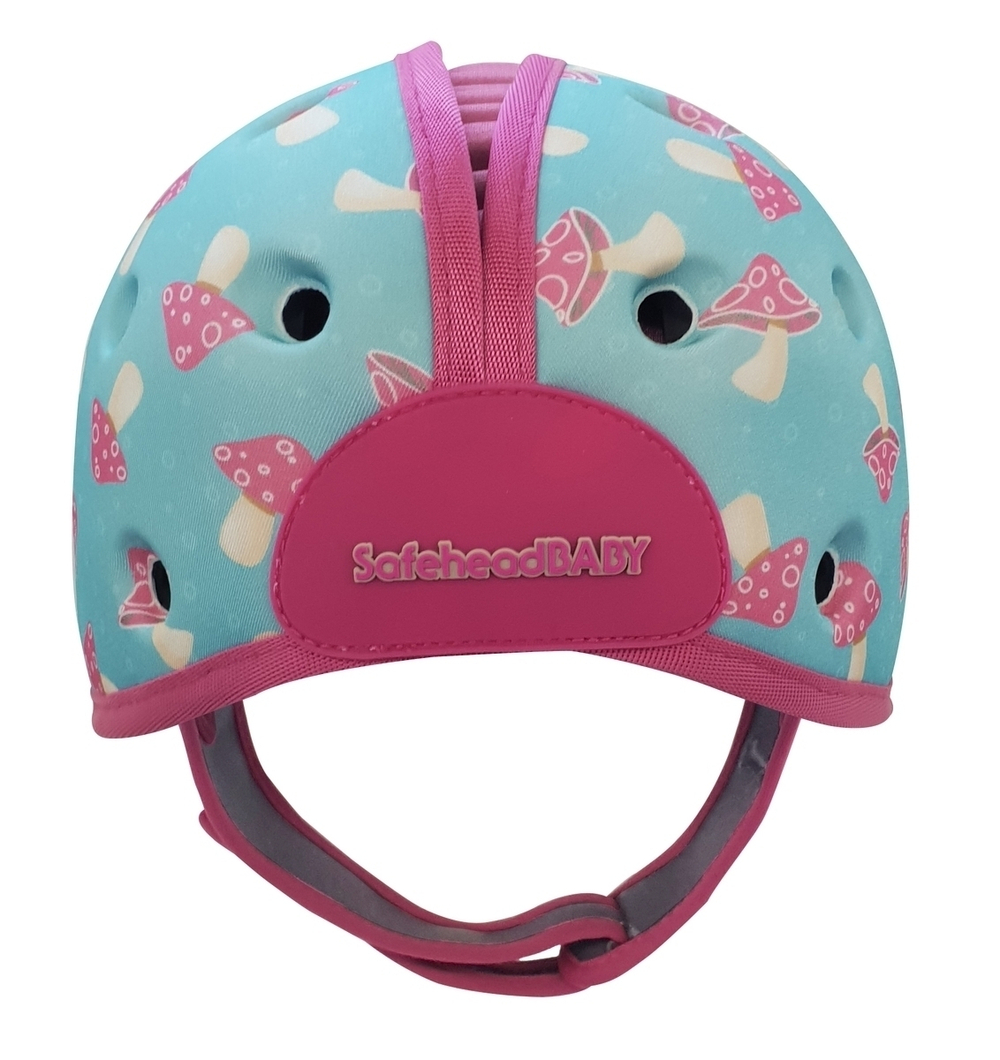 Мягкая шапка-шлем для защиты головы SafeheadBABY. Грибы