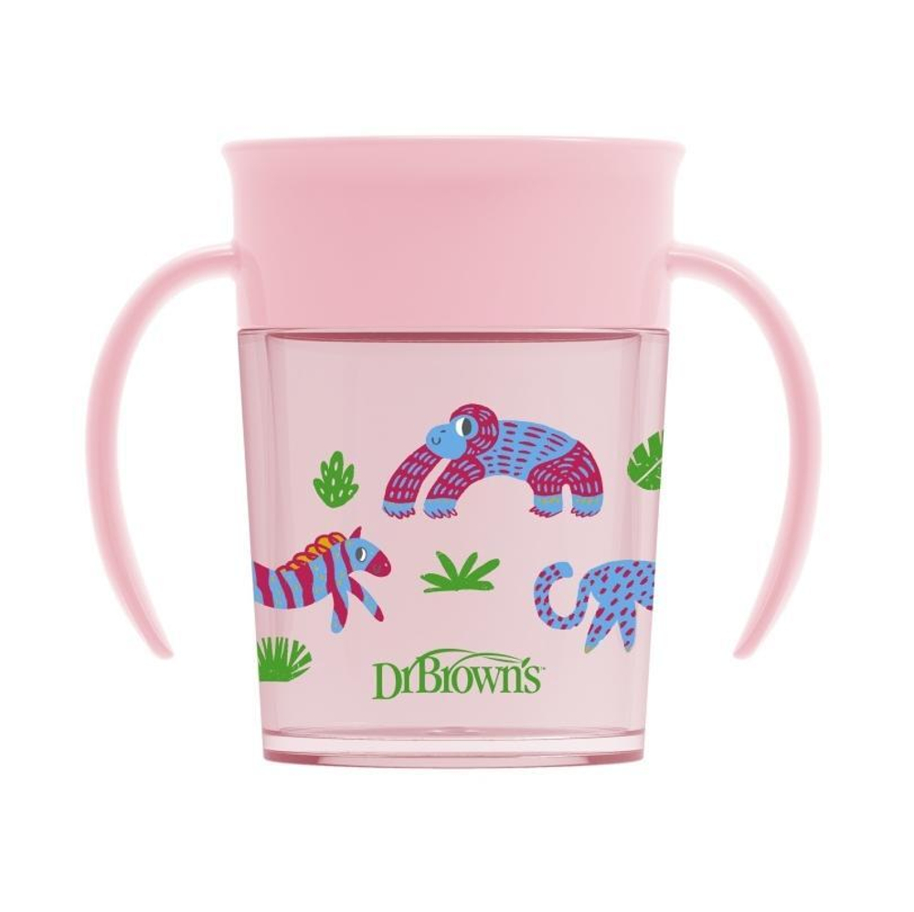 Dr.Browns чашка-непроливайка 200мл cheers360 6м+ розовая 71005
