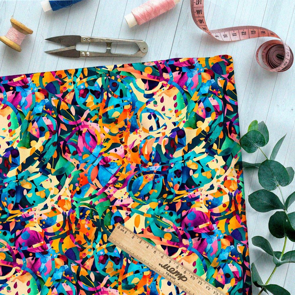 Ткань Ниагара Софт карнавал абстракции