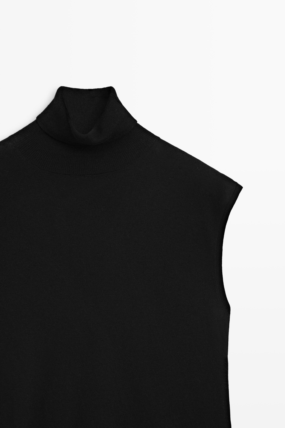Massimo Dutti Топ с высоким воротником и асимметричным низом, черный