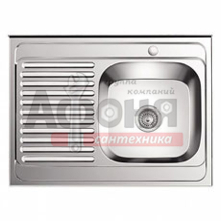 Мойка LEDEME накладная  80*60  т.0,6 правая ГЛЯНЕЦ бол.сиф. (L98060-6R) (+ сифон)