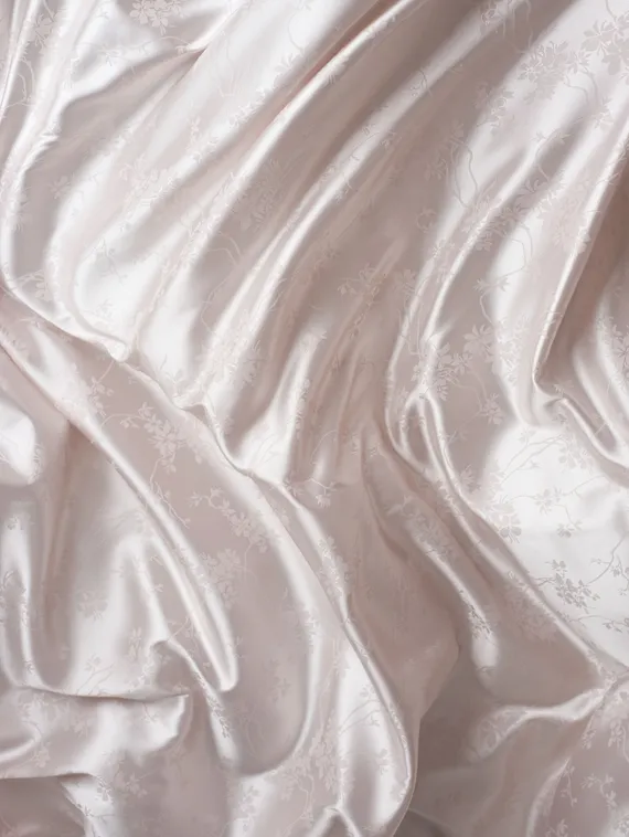 Ткань шелк Армани Жаккард, арт. 1870/2, дизайн "цветы на ветке", кремовый